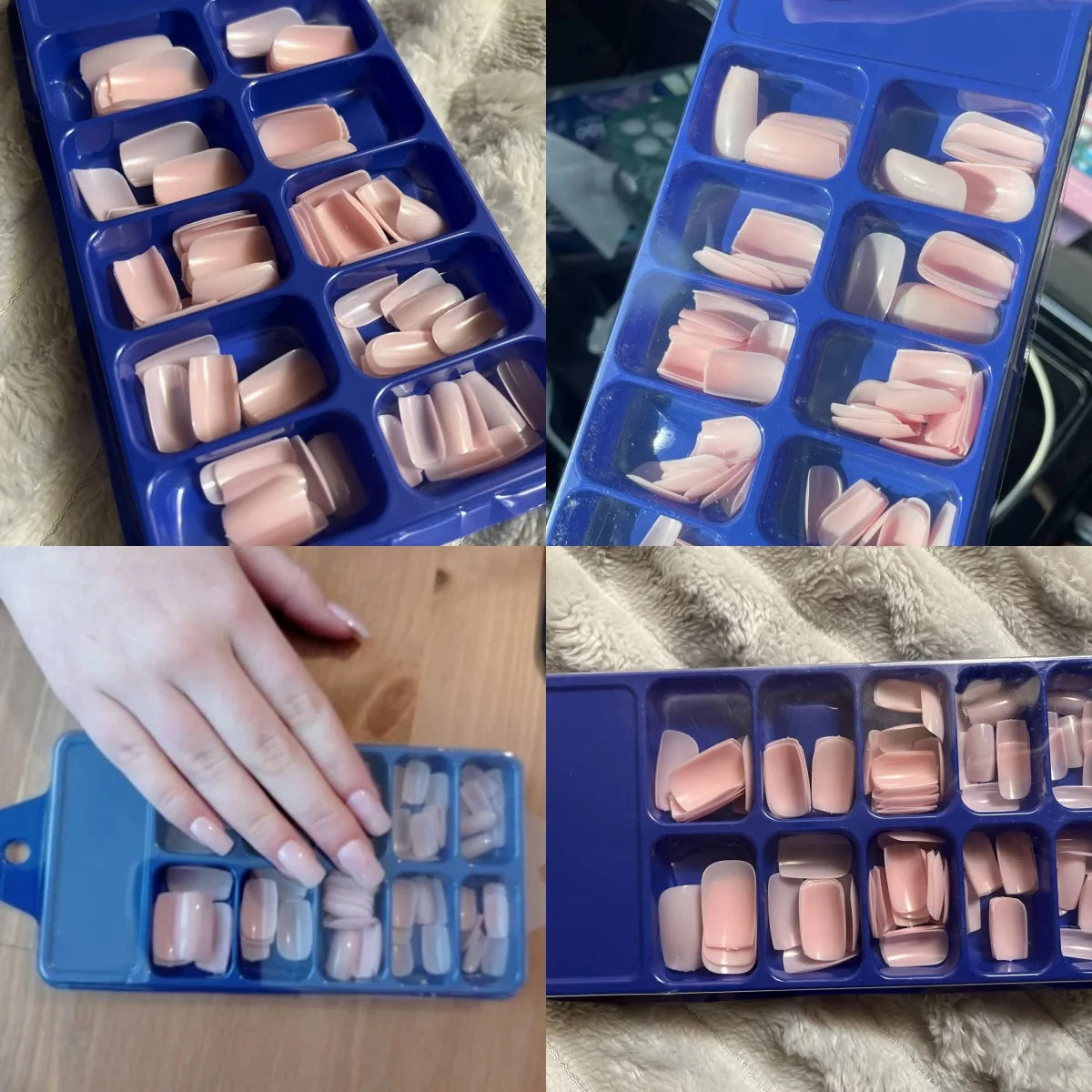 100Pcs Light Pink Press on Nails Short Medium Square Wearable Fake Nails Tips 10 sizes Full Cover False Nails Finger Decoration.