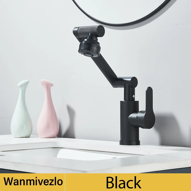 Basin Faucet 360° Rotate Bathroom Sink Mixer Cold Hot Tap Height Adjusted Multi Function Nozzle