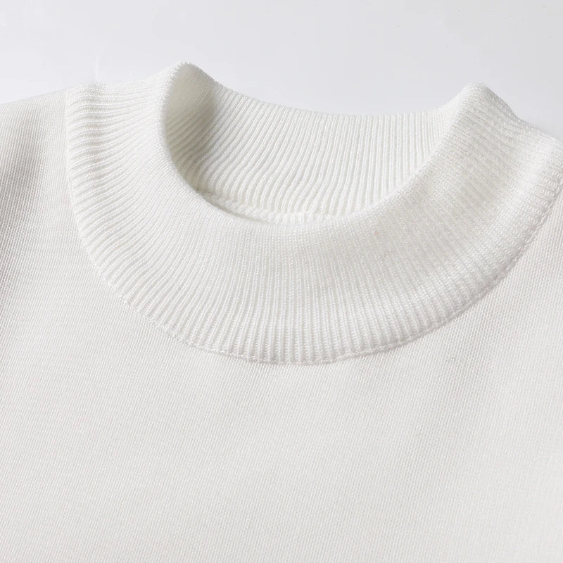 Knitwear Sweater New Autumn/Winter Mock Neck Sweatshirts Solid Color Pullovers Man Brand Casual Mens Clothing