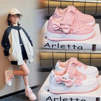 Teenagers outdoor sneakers Student girls' cute bow sports shoes Comfortable soft sole running shoes casual tennis shoes.