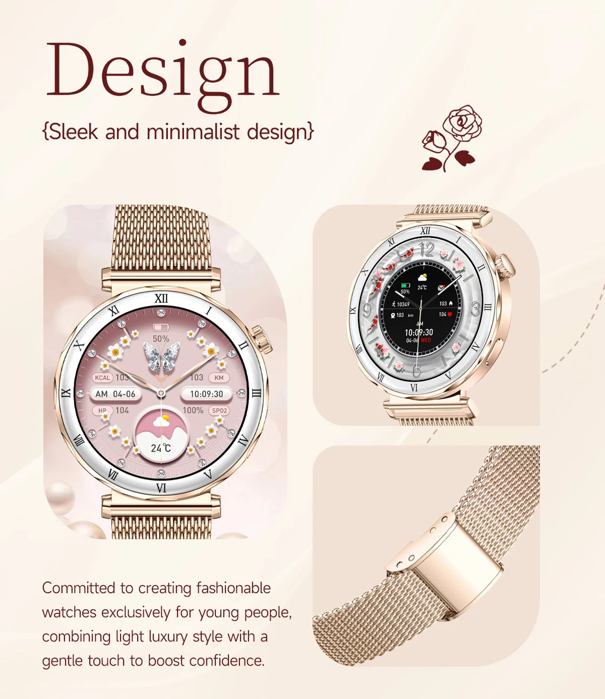 LIGE Luxury 1.19” AMOLED Screen Smart Watch Women Health Monitor Women's Wristwatch Bluetooth Call Waterproof Ladies Smartwatch.