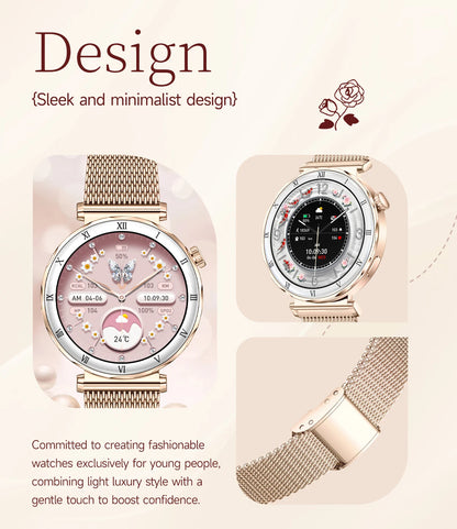 LIGE Luxury 1.19” AMOLED Screen Smart Watch Women Health Monitor Women's Wristwatch Bluetooth Call Waterproof Ladies Smartwatch.