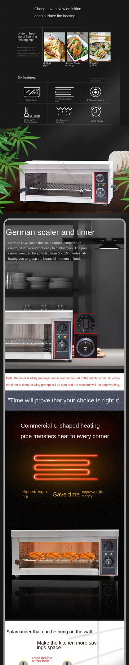 Household 220v Electric Heating Surface Stove Commercial Hanging Drying Oven With Timer Electric Oven New Multi-function Grille.