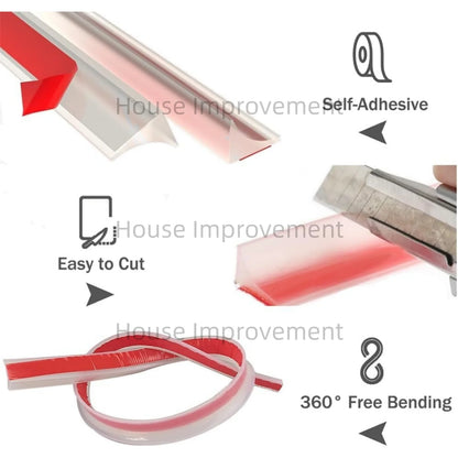 Küchenschwelle, Wasserdamm, selbstklebend, Silikon, wasserdichte Barriere, Badezimmer, Dusche, Wasserstopper, Schutz für trockene und nasse Trennung