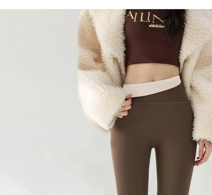 BIVIGAOS New Autumn Winter Cashmere Velvet Shark Leggings Women Red No-trace Thickened High Waist Butt Lifting Warm Leggings.