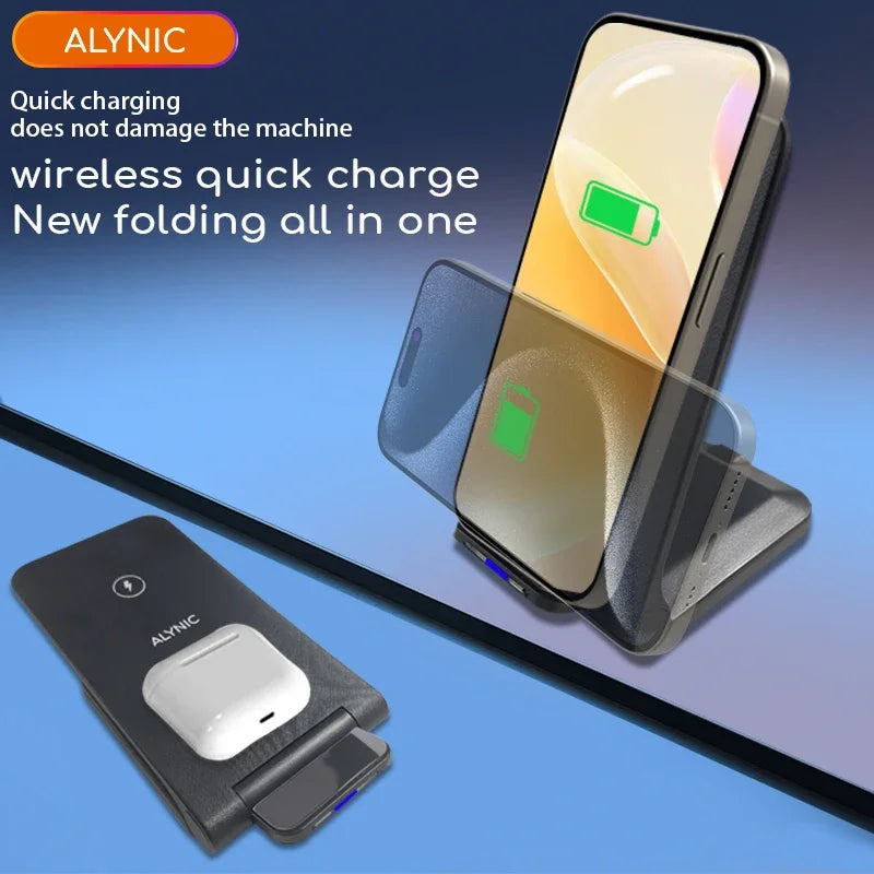 100W Wireless Charger For iPhone 16 15 14 13 12 Pro Max 11 Phone Stand Charger for Samsung S24 S23 Xiaomi Foldable Fast Charging.