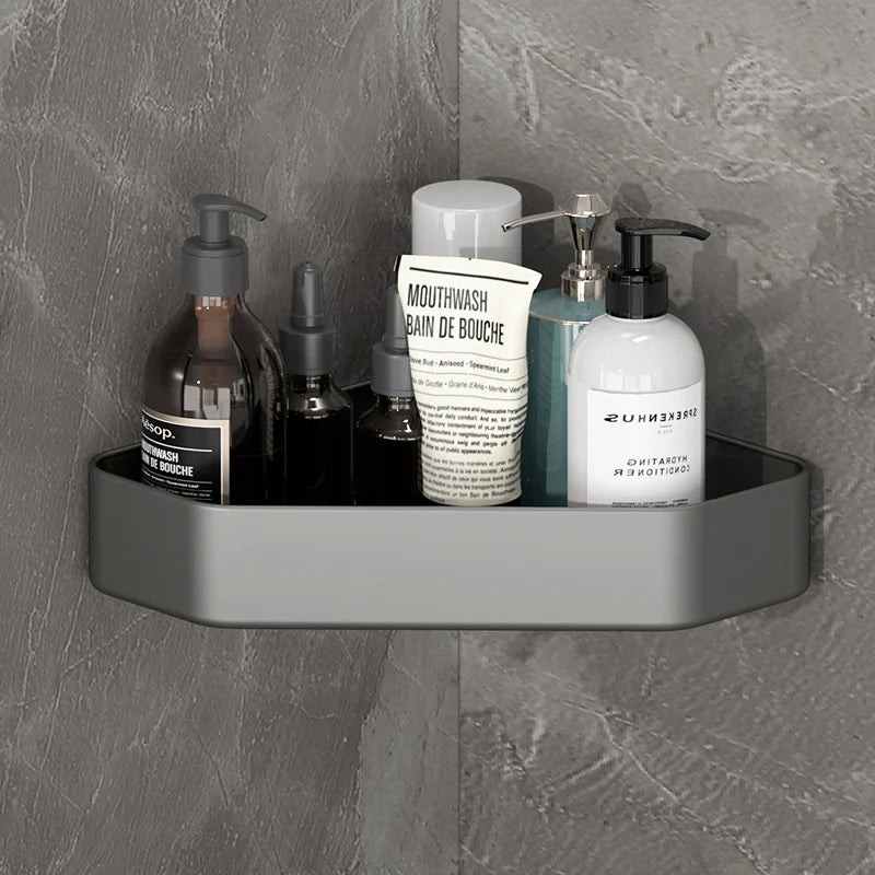 Bad Regal Küche Lagerung Organizer Aluminium Legierung Shampoo Rack Dusche Regal Bad Zubehör Kein Bohrer Regal