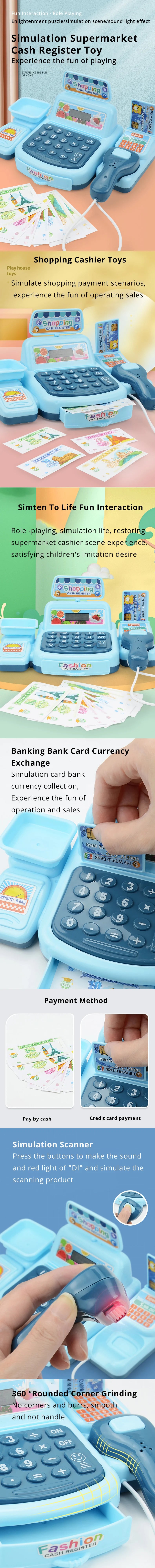 Simulation Shopping Cash House Toys Electronic Game Lighting And Sound Effects Supermarket Cashier Toys.