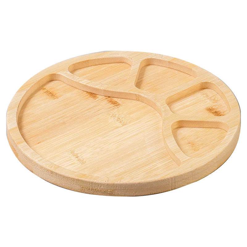 1pcs Wooden Compartment Tray for Boiling Tea  Snack Plate Home Living Room Nut Candy Fruit Serving Dish Solid Wood.