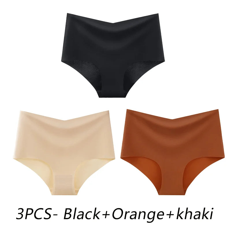 3PCS SET High Waist Panties Ice Silk Seamless Panty for Women Plus Size Sexy Comfortable Breathable Underwear S-3XL.