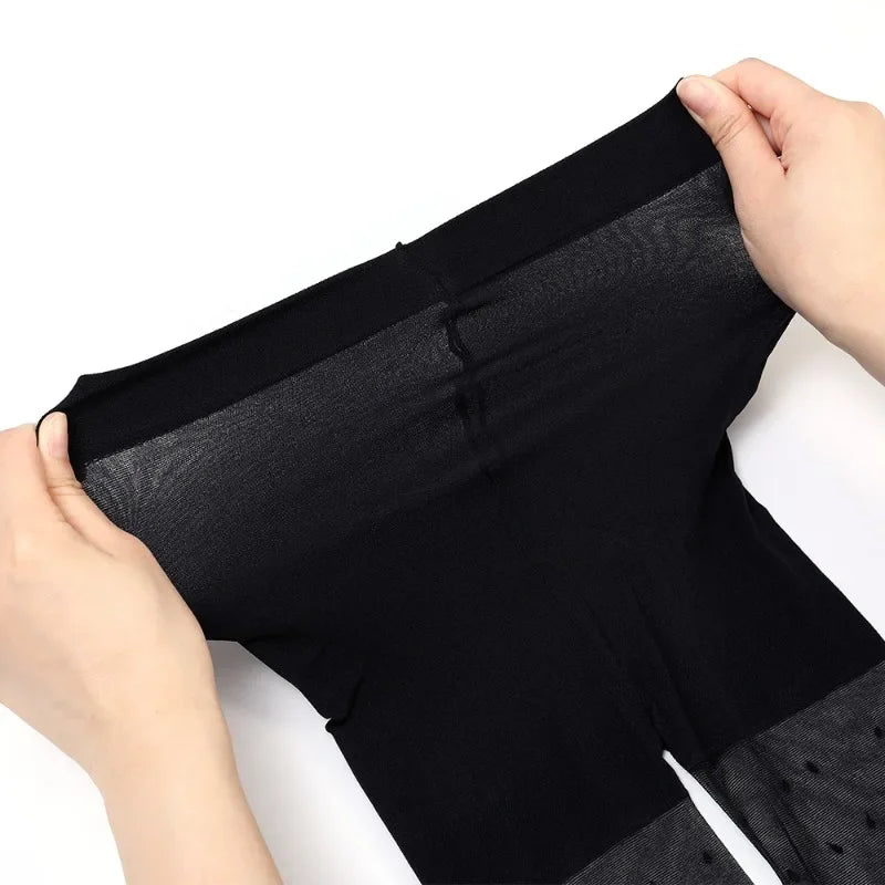 Sexy Dot Printed Women's Tights Black High Waist Elastic Pantyhose Ultra-Thin Translucent Soft Leggings Anti-hook Silk Socks.