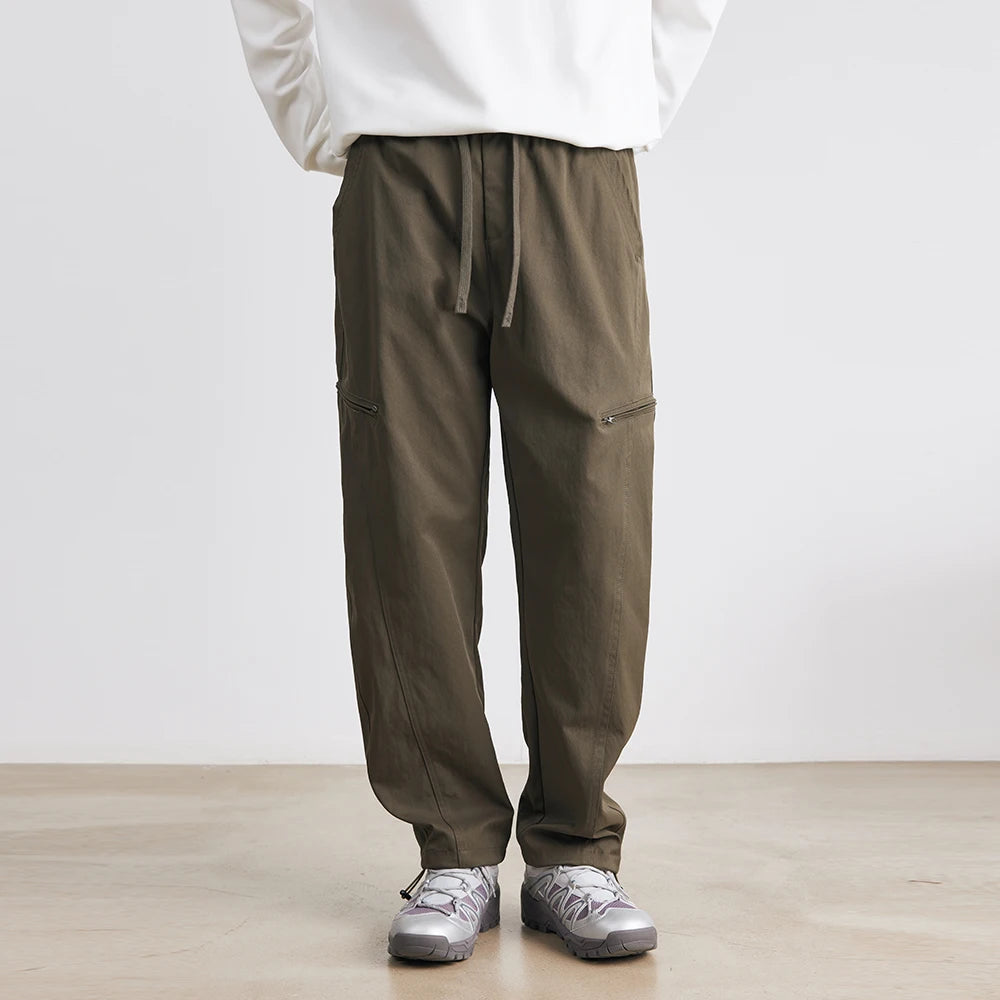Men's American Overalls Spring and Autumn 2025 New Slim Scimitar Pants All-match Drawstring Casual Pants Wide-leg Pants