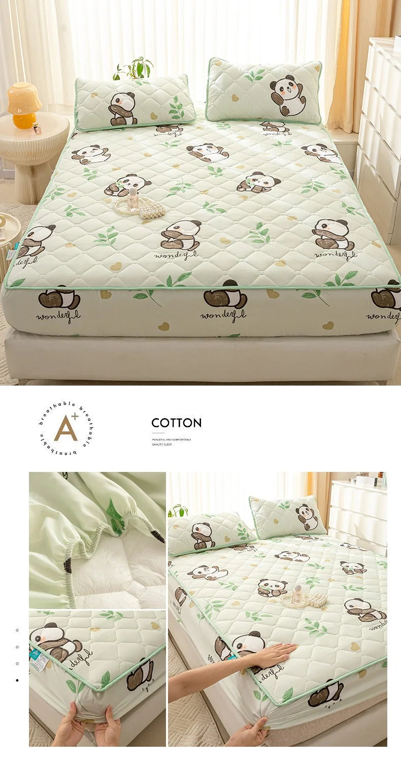 Waterproof Mattress Cover Cartoon Style Bed Covers Quilted Fitted Sheet постельное белье Thickened Bedspread(No Pillowcase)