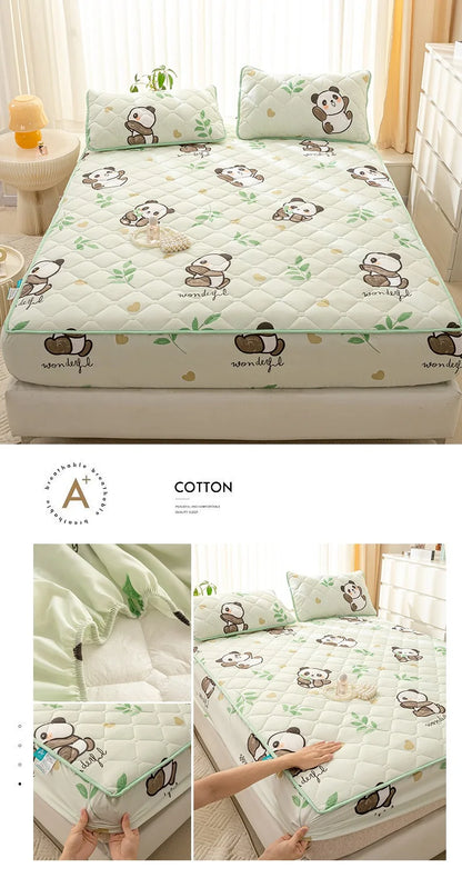 Waterproof Mattress Cover Cartoon Style Bed Covers Quilted Fitted Sheet постельное белье Thickened Bedspread(No Pillowcase)