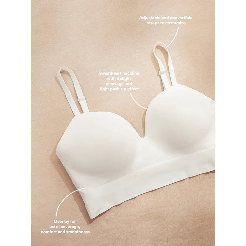 Women's Sexy Body Shaping Plus Size Fixed Cup Bra Supporting Traceless Underwear Comfortable Gather-up Wireless Bra.