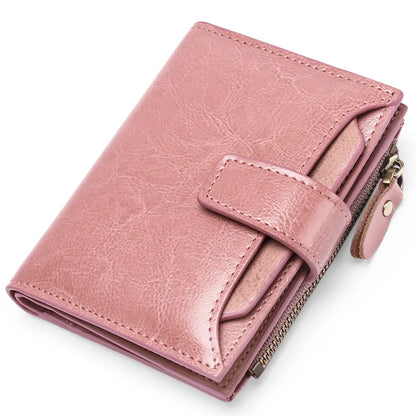 2024 New Short Women Wallets Genuine Leather Zipper Coin Pocket Women Purse Name Engraved Quality Card Holder Kpop Female Wallet