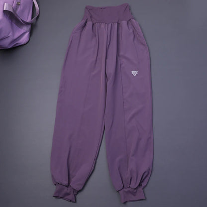 Damen-Fitness-Yogahose mit hoher Taille und Tasche, lockere Bündchen, Knöchel, Workout, Laufen, Training, Sport, Jogginghose, schnell trocknende Haremshose