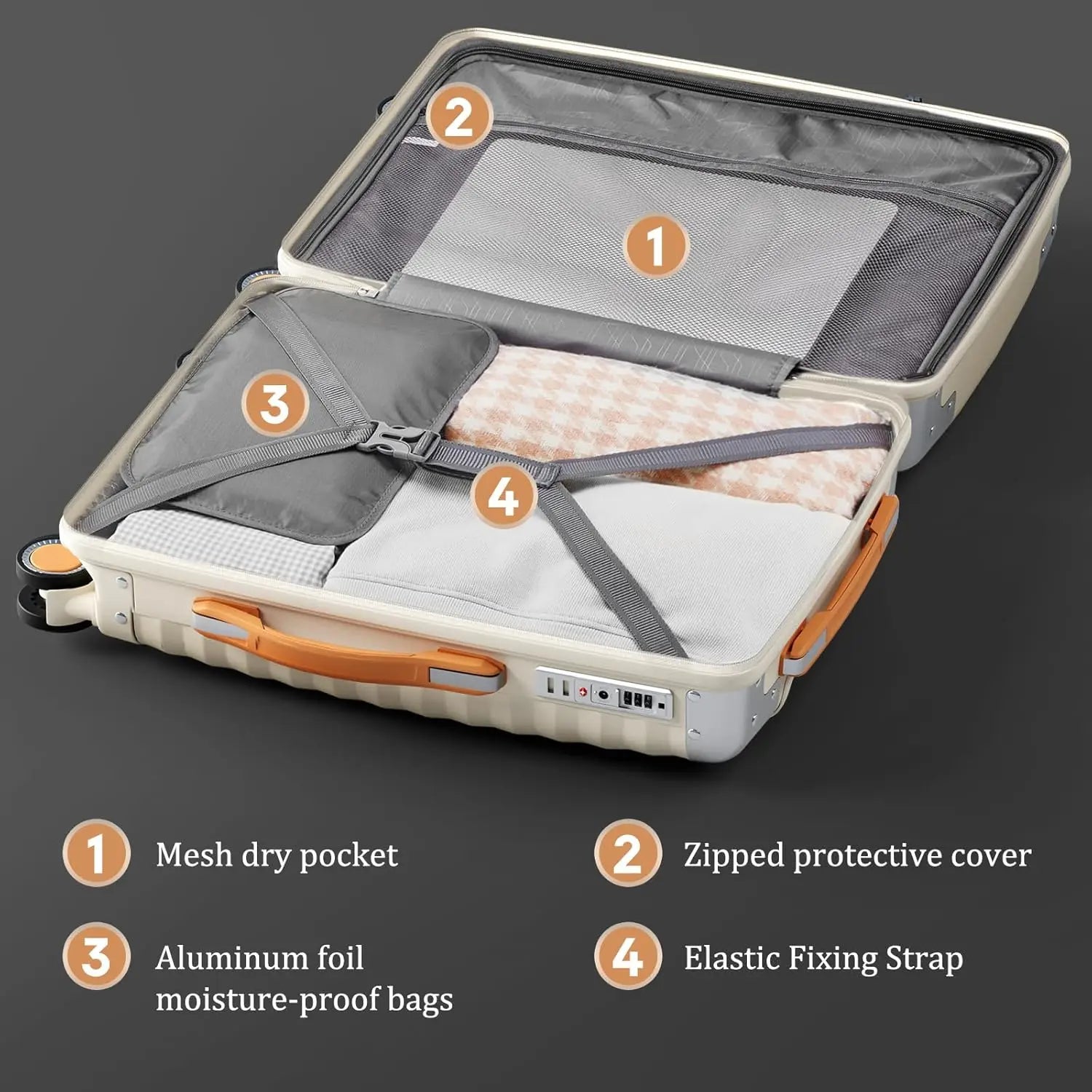 20-Zoll-Handgepäckkoffer, langlebig, leicht, TSA-Schloss, Spinner Wheels.