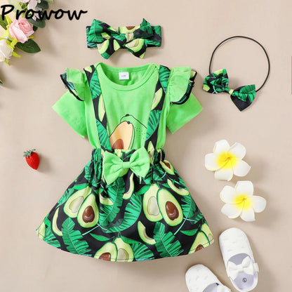 Prowow Günstige Preis Kleidung Baby Mädchen Outfits Set Niedlichen Elefanten Body und Hosenträger Kleid 3 stücke Neugeborene Geburt Set Kleidung.