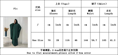 Eid Hooded Abaya 2 Piece Set Long Hijab Khimar Muslim Women Dress Prayer Jilbab Ramadan Gown Abayas Skirt Sets Islamic Clothes.