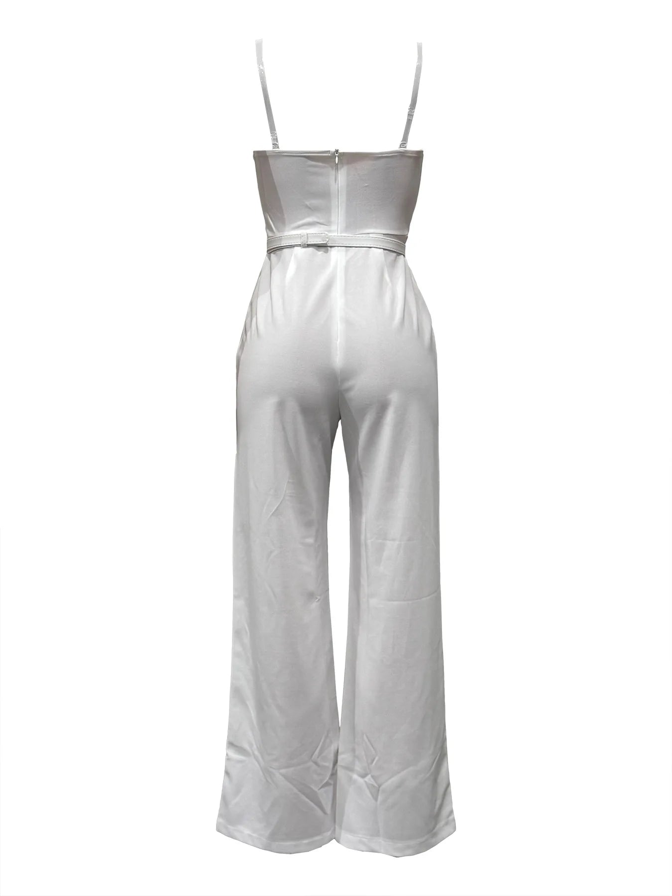 CM.YAYA Women Wide Leg Strapless V-neck Sleeveless Jumpsuits 2025 Summer OL Beach Night Club Party Street One Piece Suit Romper