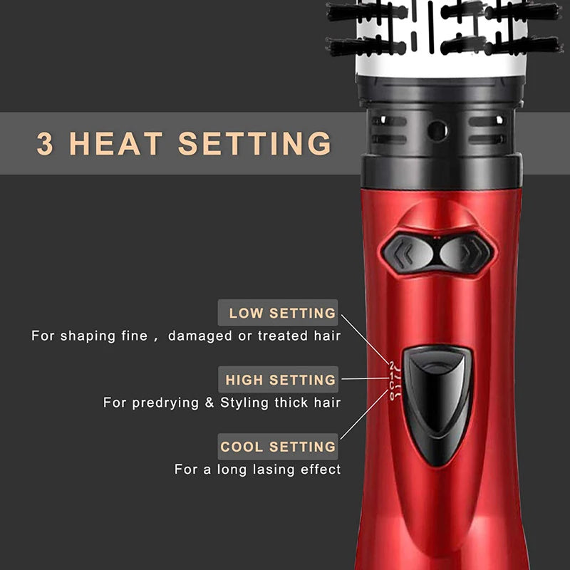 Hot Air Brush Design 3-In-1 Rotating Electric Hair Straightener Curling Comb Roller One-Step Electric Ion Hair Brush.