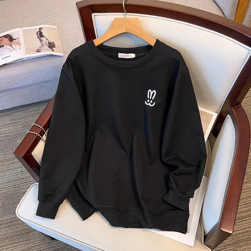 170kg plus size Damen büste Herbst lose Rundhals-Kaninchen-Sweatshirt Langarm lässig Top 6xl 7xl 8xl 9xl 10xl 11xl.