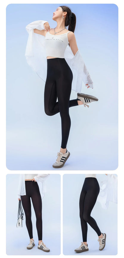 BIVIGAOS Summer Ultra-Thin Skin Sunscreen Leggings Women High Elastic Transparent Facial Mask Underwear Tight Sexy Sport Legging