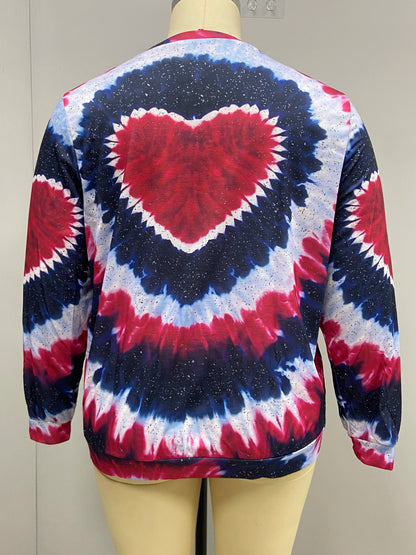 2024 Plus Size Europa und die Vereinigten Staaten Herbst und Winter neue Mode lang ärmelig bedruckte Damen lässig Kapuzen pullover mit Rundhals ausschnitt.