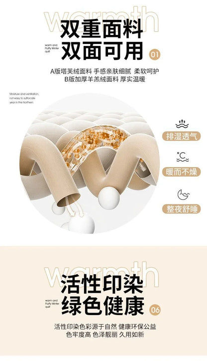 High End Thickened Winter Warm Blankets for Beds Artificial Lamb Cashmere Weighted Blanket Thicker Warmth Duvet Quilt Comforter.