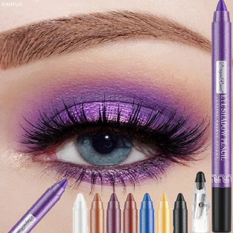 12Colors Glitter Eyeshadow Pen Long Lasting Matte Eye Shadow Palette Shiny Highlighter Silver Purple Eyeliner Pencil Cosmetics.