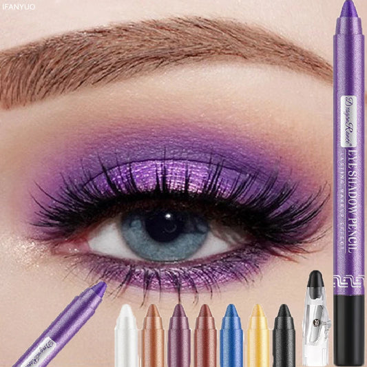 12Colors Glitter Eyeshadow Pen Long Lasting Matte Eye Shadow Palette Shiny Highlighter Silver Purple Eyeliner Pencil Cosmetics.