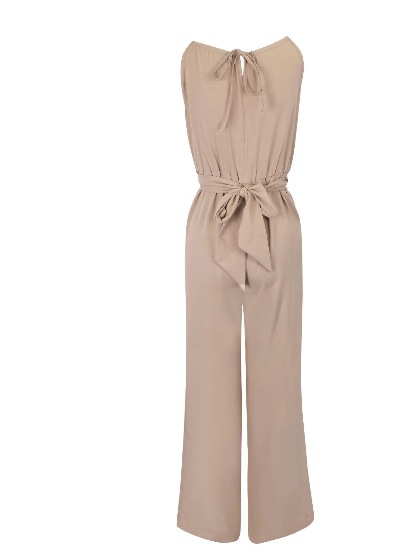 Women's Jumpsuits Summer Sleeveless Solid Fashion Bandage O- Neck Sexy Slim Folds Jumpsuits Casual Streetwear Simple Jumpsuits.