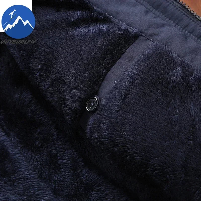 Winter Fleece Long Jacket Men Casual Thicken Warm Cotton Padded Jackets Man Fashion Hooded Outdoor Windproof Parkas Snow Coat.