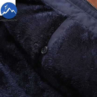 Winter Fleece Long Jacket Men Casual Thicken Warm Cotton Padded Jackets Man Fashion Hooded Outdoor Windproof Parkas Snow Coat.