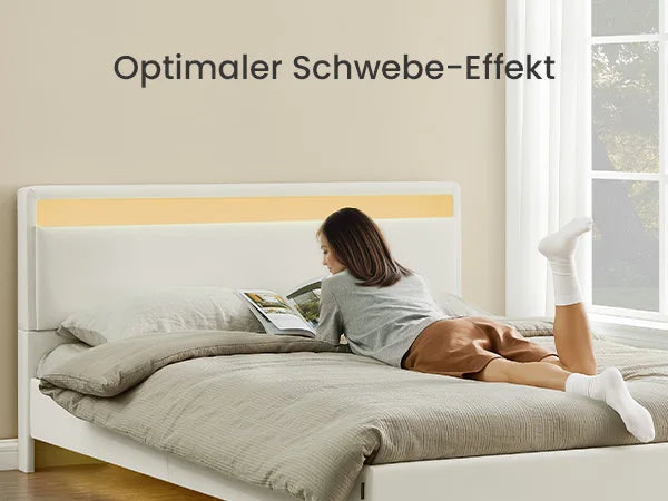 VASAGLE Polsterbett Bettgestell Doppelbettgestell (schwebender visueller Effekt