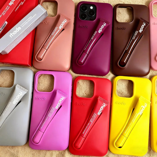 Phone Case for IPhone 15 16 14 13 12 11 Pro Max Plus 17 Air Lip Gloss Holder Silicone Shockproof Cover with Box and Lipstick.