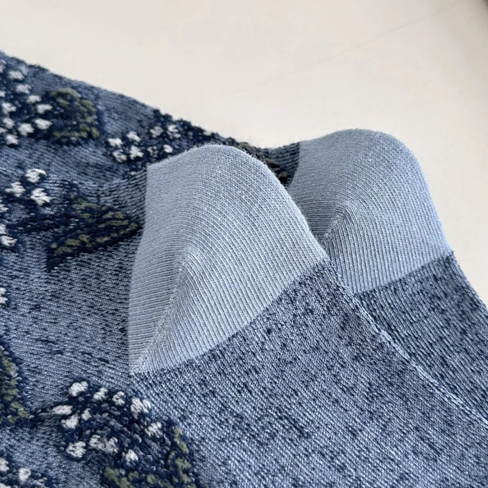 Autumn Winter Long For Women Retro Harajuku Relief Print Daily Casual Streetwear Cute Socks Fashion Japanese Style Women's Socks.