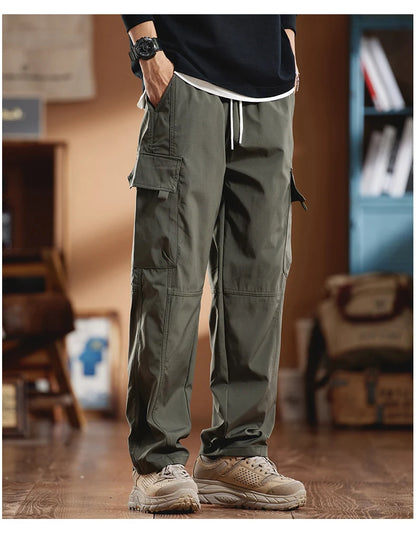 New in Tall Men Cargo Pants Elastic Waist Extra Long Length 115cm Male Waterproof Trousers Lengthened Slim Thin Leg 190cm 200 Cm
