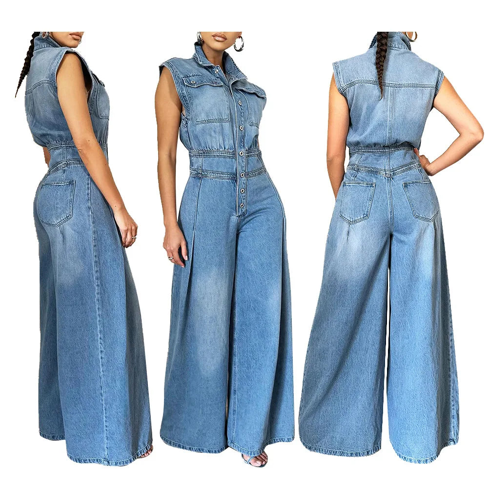 Denim Jumpsuit Women Loose Vintage Preppy Style Overalls Female Fashion Streetwear Chic Popular Harajuku 2025 Drop Shipping.