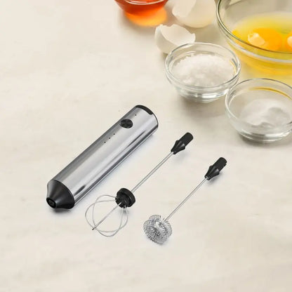 Mini milk frother, electric milk frother, coffee frother, household milk blender, handheld wireless whipper.