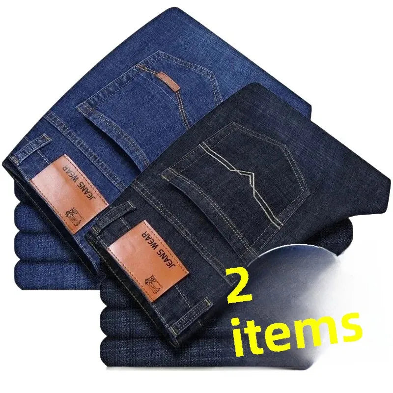 Elastische Jeans für Herren, Frühling und Herbst, lockere Passform, gerades Bein, vielseitige Hose, verschleißfest, lässige Konstruktion, Bienenhose, Sommer.