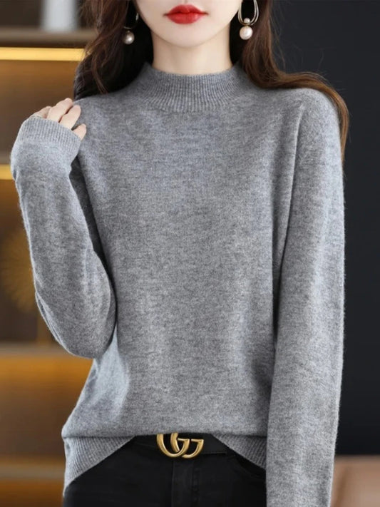 2025 Women's Casual Knit Tops Half-neck Pullover In Autumn And Winter New Cashmere Sweater Women's Coat 19 Colors.