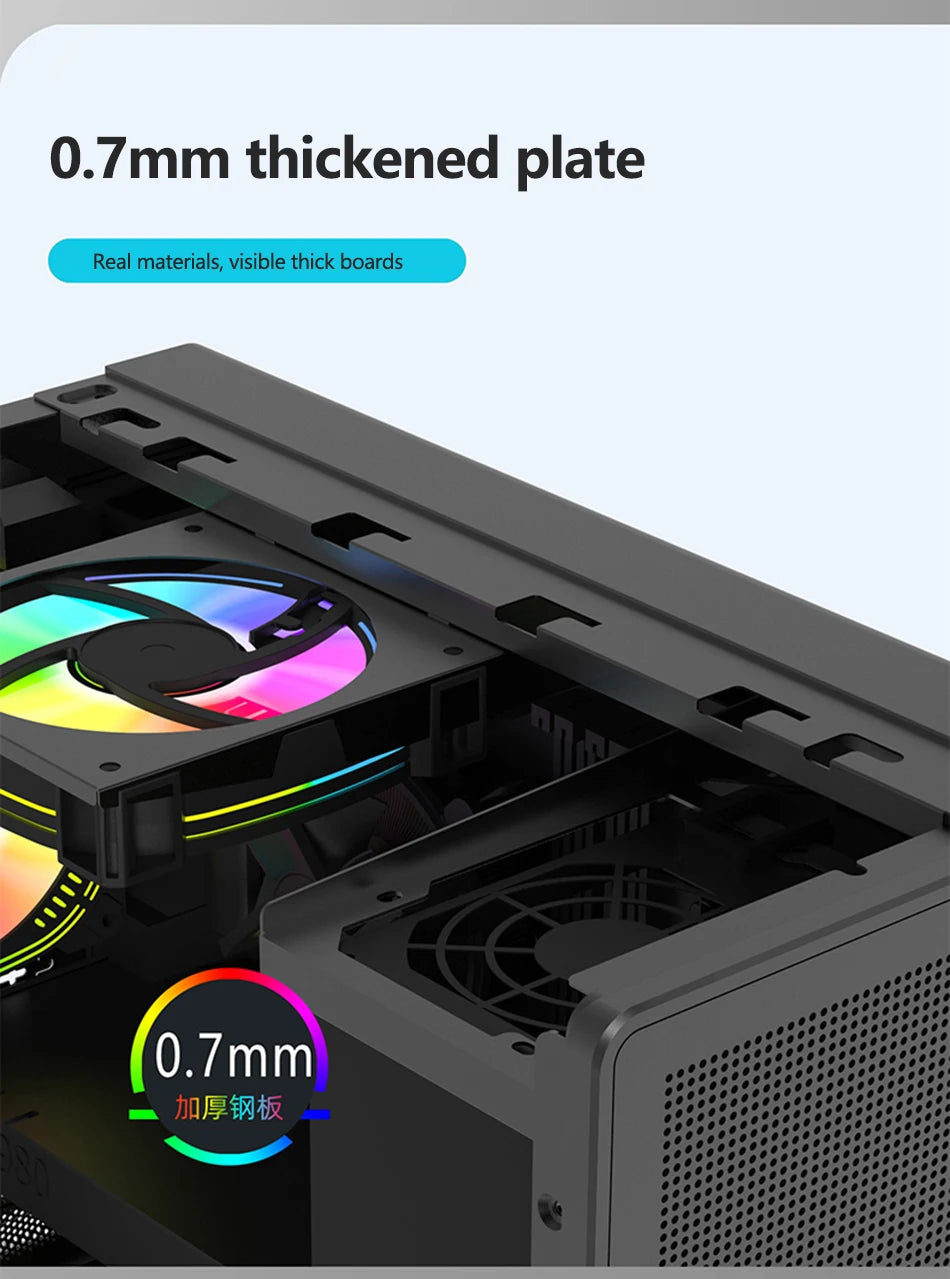 Power Train P60 Desktop MATX Case Handheld Portable Mesh Version PC Small Chassis Supports 350mm Graphics Card Type-C Interface.