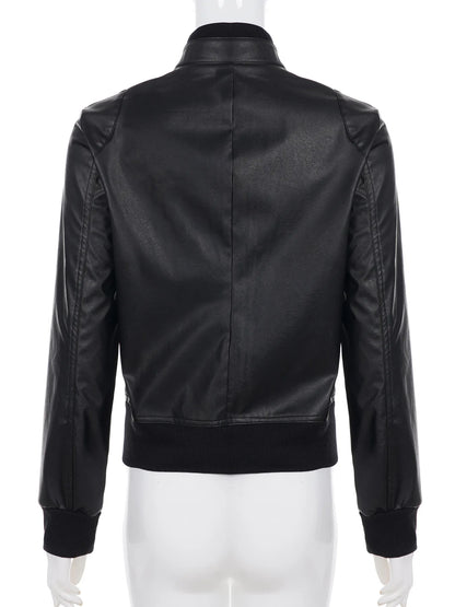 AltGoth Harajuku Streetwear Pu Leder Jacke Mall Gothic Cyber Punk Rollkragen Crop Mäntel Hipster Dark Grunge Rave Outfit Femme.