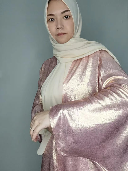 Mode Elegante Dubai Türkische Abaya Kleid Frauen Muslimische Frauen Muslimischen Kimino Kleid Abayas Vorne Offen Strickjacke