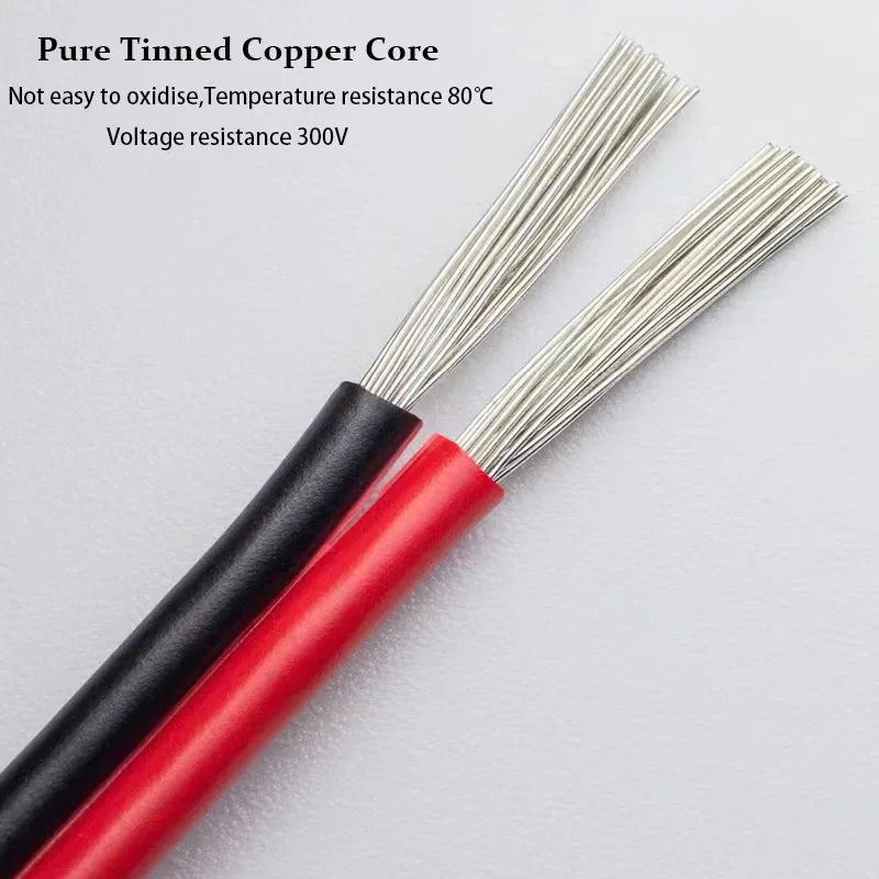 2-pin red and black PVC or silicone extension cable 28awg 26awg 24awg 22awg 20awg 18awg 16awg Tinned copper domestic wire.