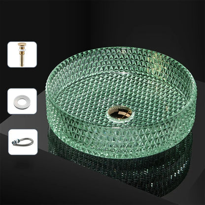 Luxuriöses Waschbecken aus Kristallglas, Badezimmer-Waschbecken, rosa Arbeitsplatte, Kunstbecken, rundes Mini-Schüsselbecken, Waschraum-Waschbecken mit Wasserhähnen