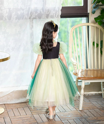Anna Grünes Kleid Mädchen Spitze Tüll Elegantes Kleid Kinder Bühnenshow Prinzessin Kostüm Kinder Purim Cosplay Kleidung.