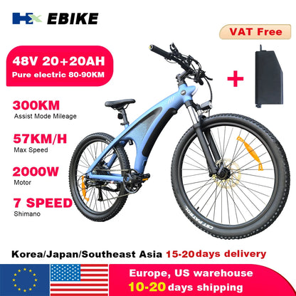 HX Q5 Ebikes 2000W Adults Electric Bike Bicycle 2000W 48V 20AH 27.5 Inch Off-Road Tire Electric E Bikes Mountain Ebike